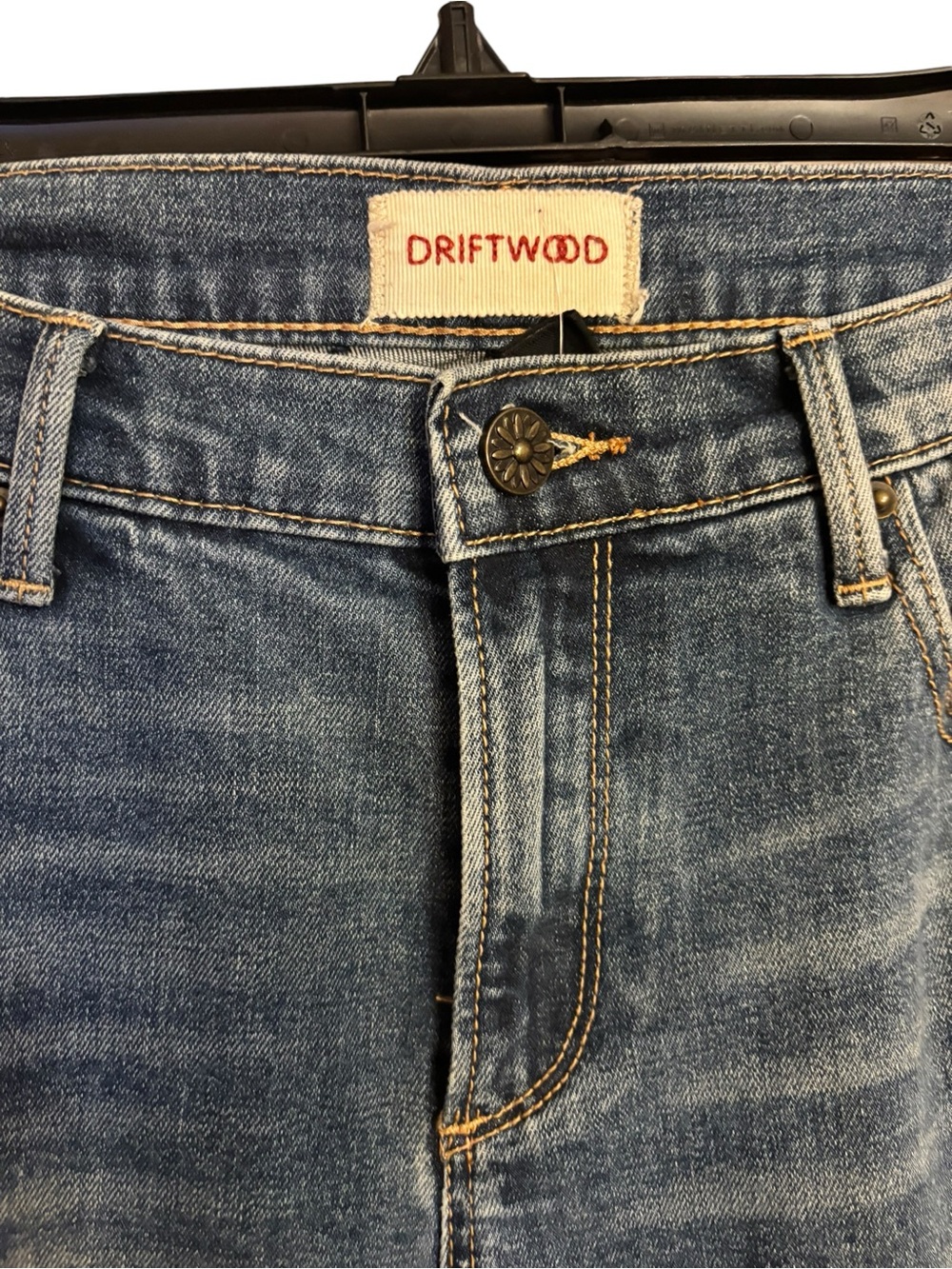 DRIFTWOOD Women's Blue Jeans with Orange Floral Embroidery - Picture 3 of 10
